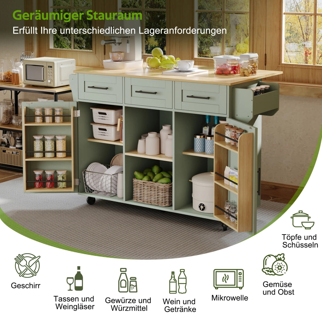 CARRELLO DA CUCINA 139x46(71)x91,5 cm Verde Antico in MDF