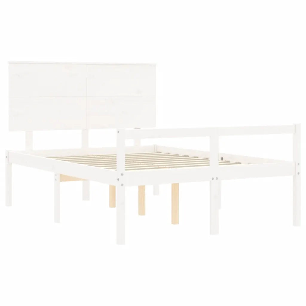Letto per Anziani con Testiera Bianco 140x190 cm Legno Massello 3195462