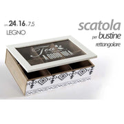 Trade Shop - Scatola Porta Oggetti Per Bustine The 24x16x7,5 Cm In Legno Rettangolare 739439 -