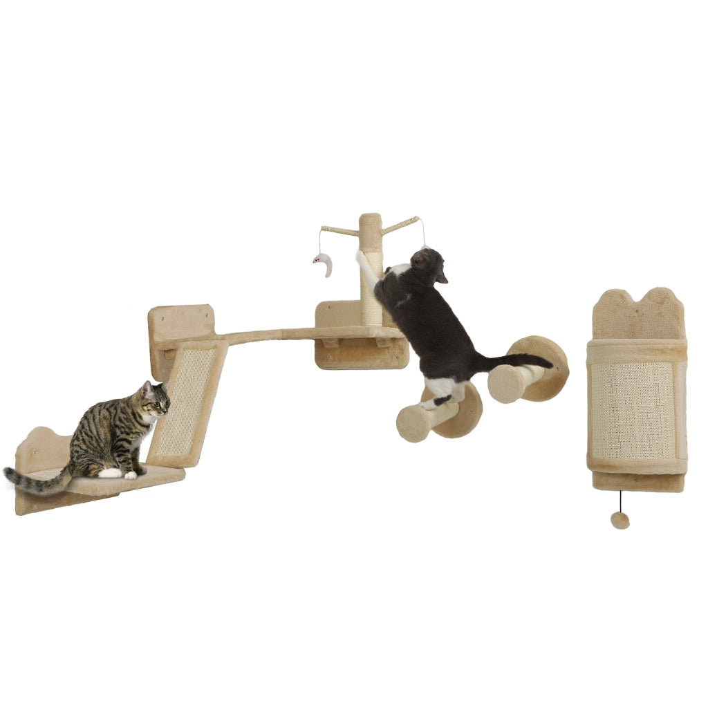 Libreria a muro per gatti ¨C zephmum ¨C beige 4 pezzi