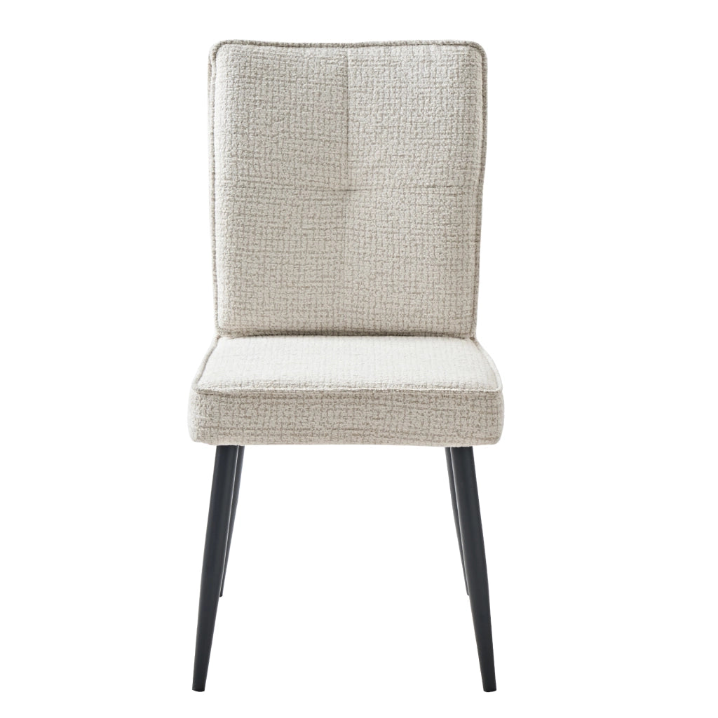 Sedie da Pranzo Set 2 Pezzi ¨C MINIMAL ¨C Gambe in Metallo, Velluto Houndstooth, Crema