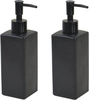Dispensatore di sapone per le mani automatico, nero, materasso in vetro-keramico, design retro, 350 ml, per cucina e bagno, forma quadrata.
