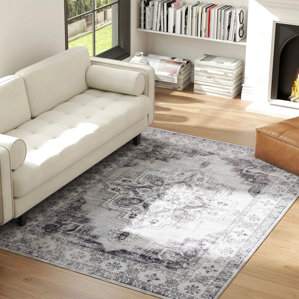 Tappeto Antiscivolo Lavabile in Lavatrice ¨C Xylo ¨C Effetto Flanella Grigio 230x160cm