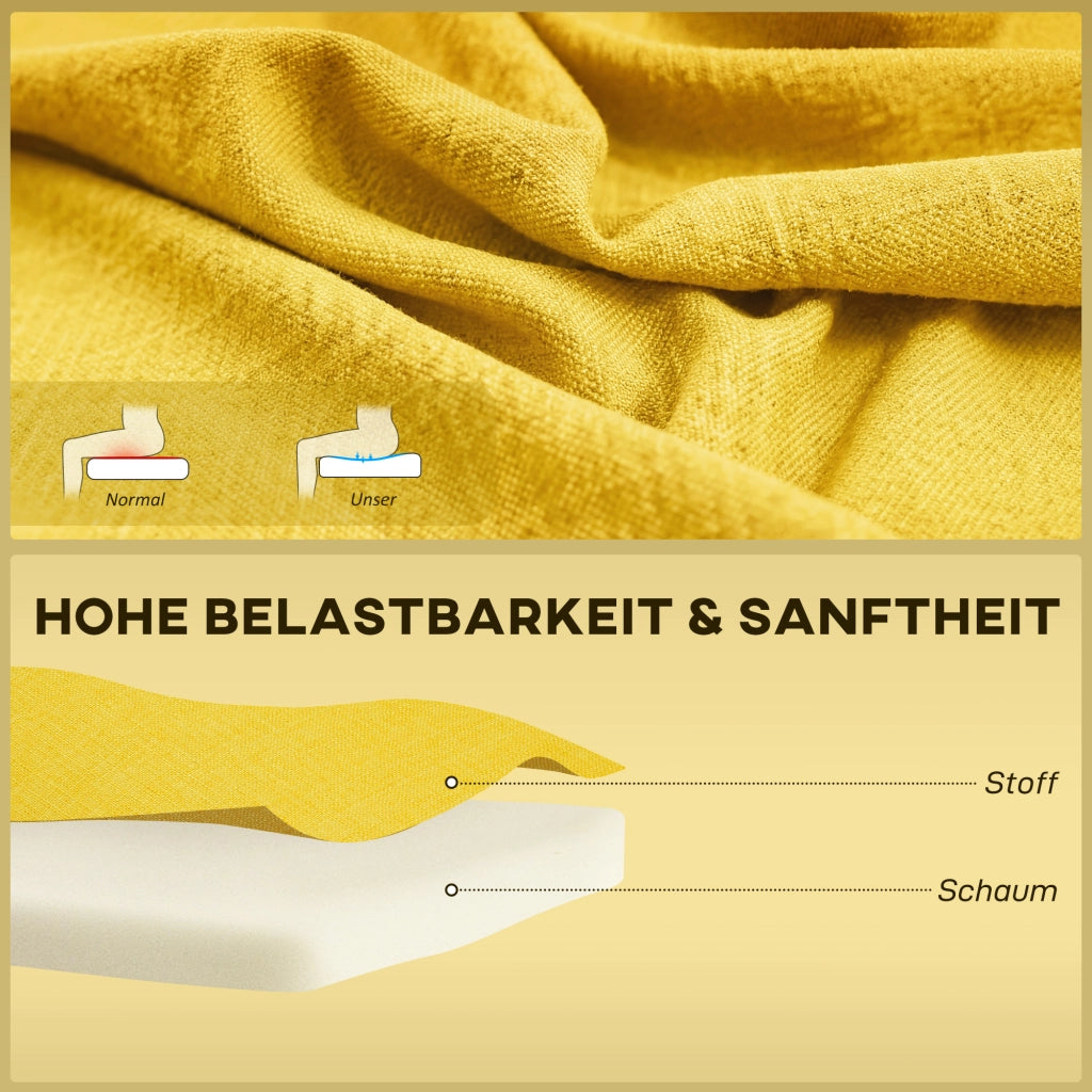 Divano 2 posti imbottito tessuto antimacchia ¨C zephmum ¨C giallo 117x56.5x77 cm