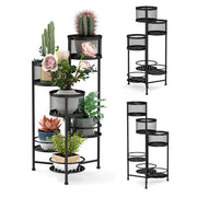 Portafiori pieghevole 41 x 39 x 82 cm con 3 fioriere e angolazione regolabile stile moderno metallo nero 20_0014801