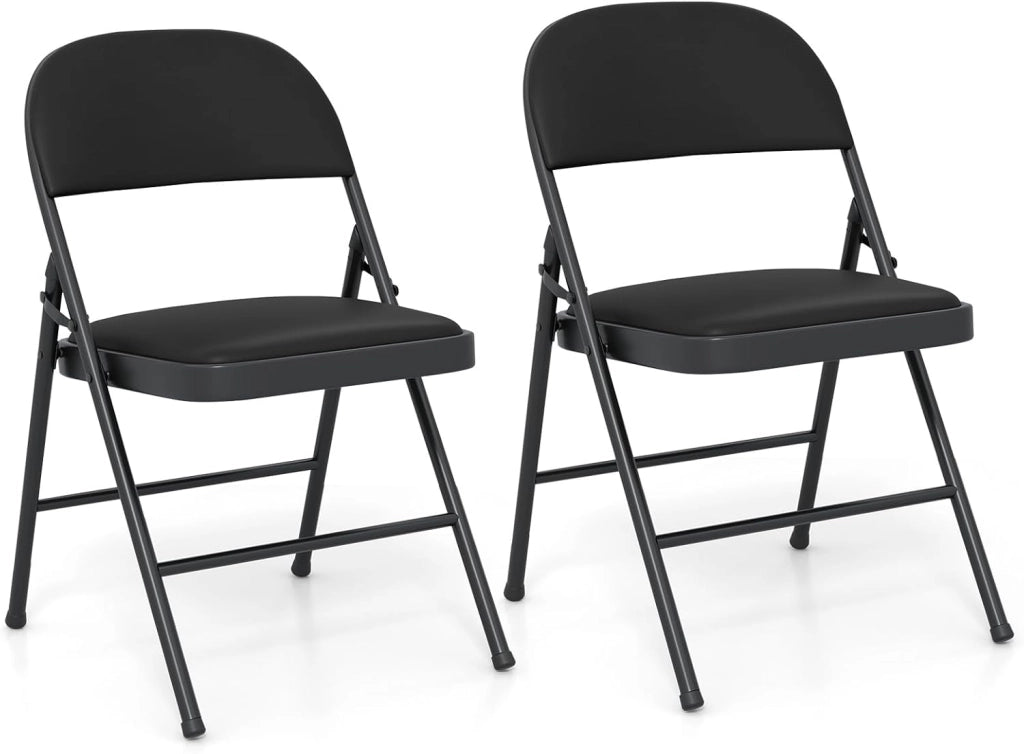 Set di 2/4 sedie pieghevoli in pelle PVC, sedie imbottite, schienale reclinabile, bracciolo, telaio in metallo, carico 150 kg, sedie leggere portatili per giardino, soggiorno, sala riunioni