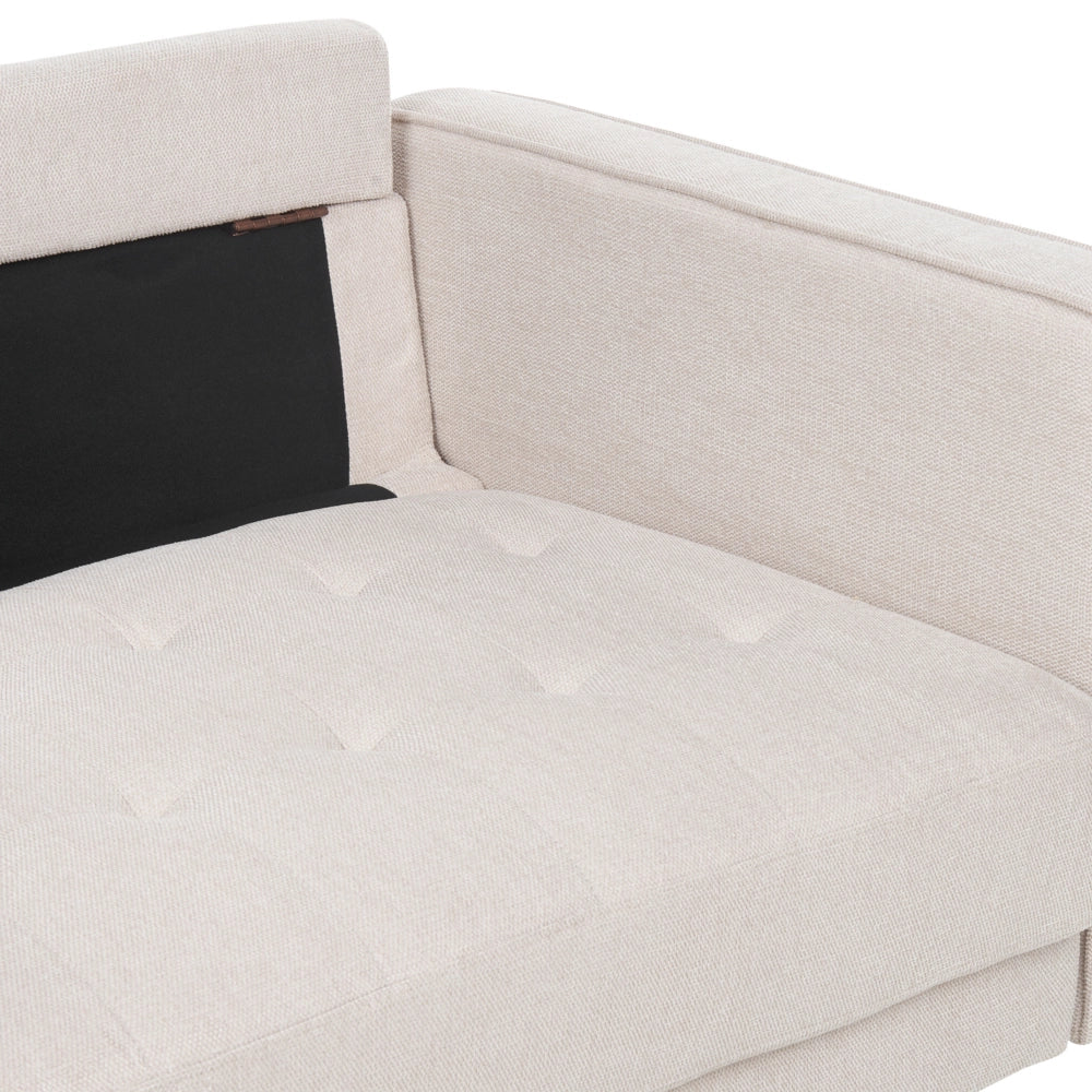 Divano retrò a 2 posti Imbottito in tessuto beige con schienale imbottito stile retrò soggiorno