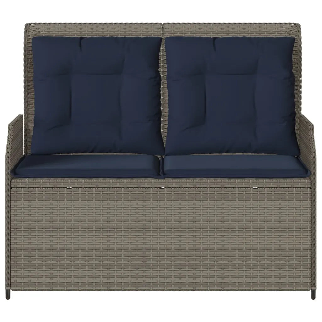 Panchina da giardino reclinabile con Cuscini in Polyrattan Grigio 368962