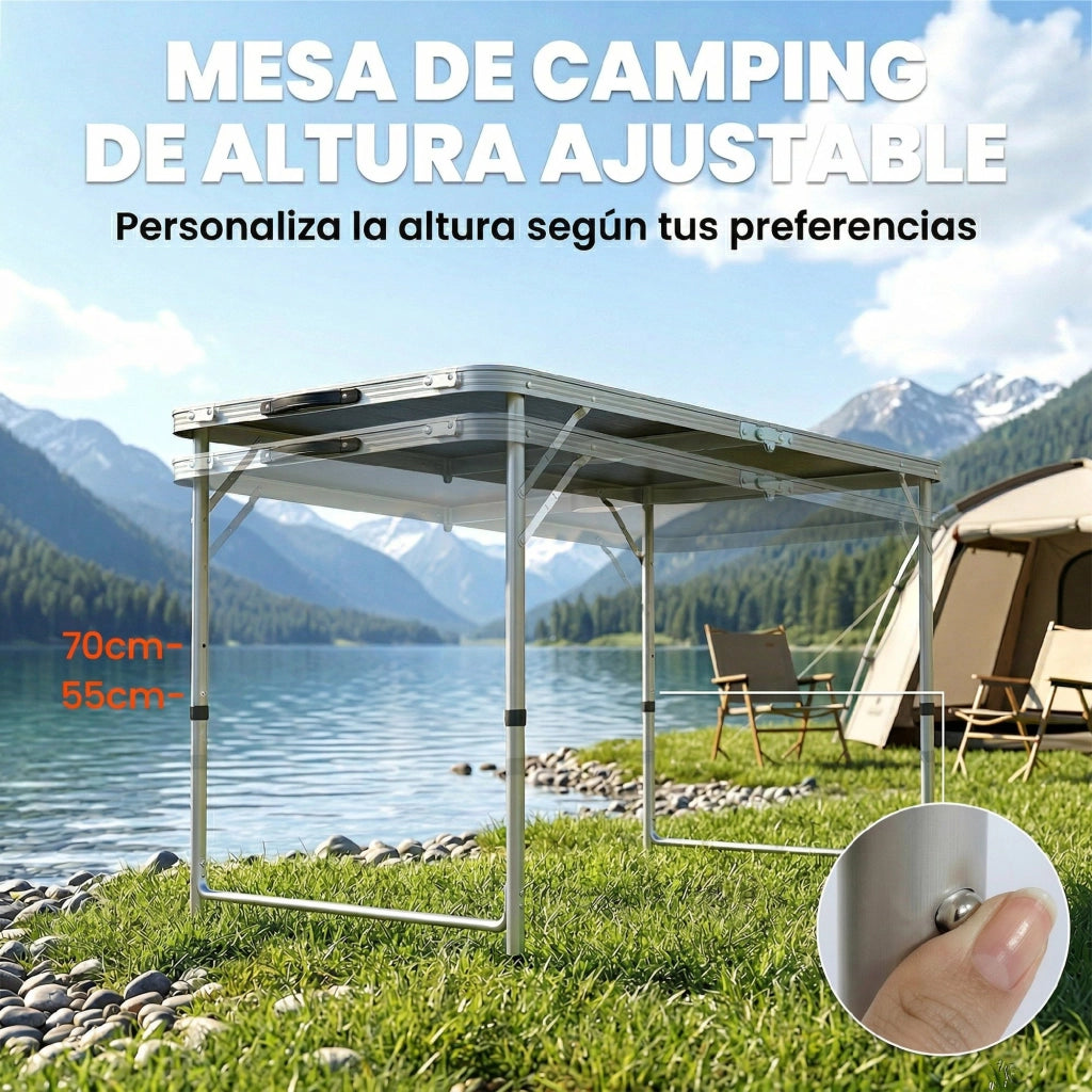 Tavolo da Camping Pieghevole con 4 Sedie ¨C zephmum ¨C Nero 120x60x55-70 cm