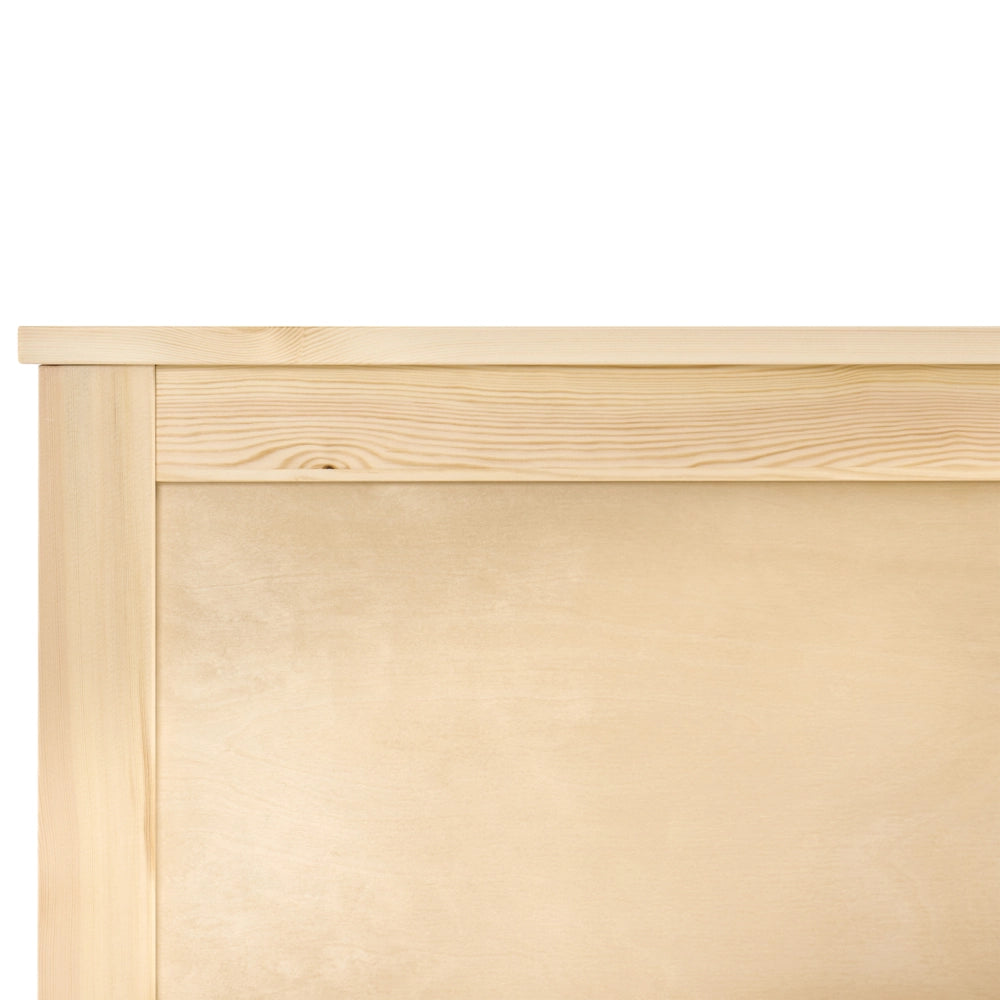 Letto matrimoniale con 2 cassetti in legno marrone chiaro stile 140 x 200 cm con testiera in stile scandinavo