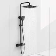 AICAIT Colonna doccia quadrata con soffione quadrato 30x30cm in acciaio inox nero, sistema doccia a 38℃ antiscottature