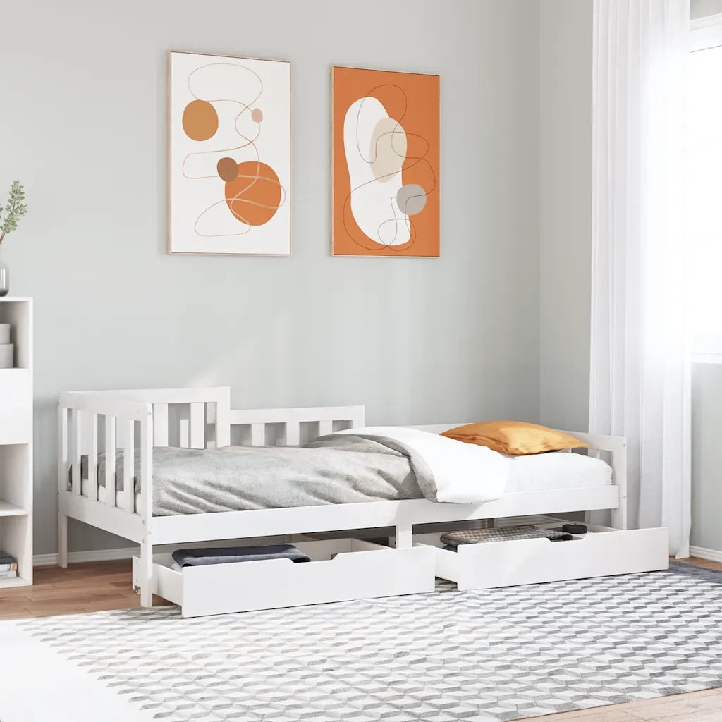 vidaXL Dormeuse con Cassetti Bianca 80x200 cm Legno Massello di Pino
