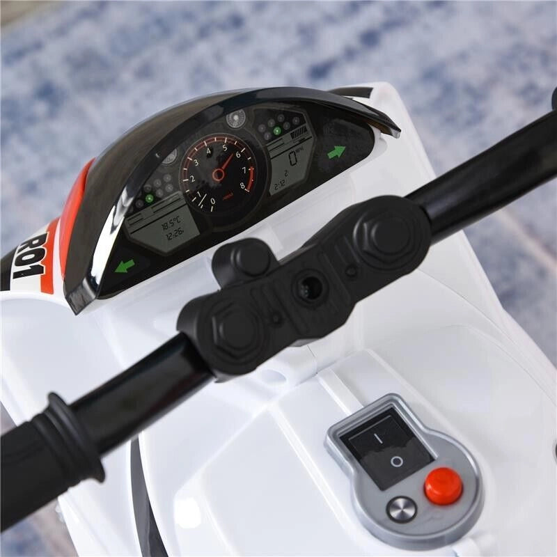 TRICICLO MOTO ELETTRICA GIOCATTOLO PER BAMBIN CON MUSICA E FARI BIANCO E ROSSO