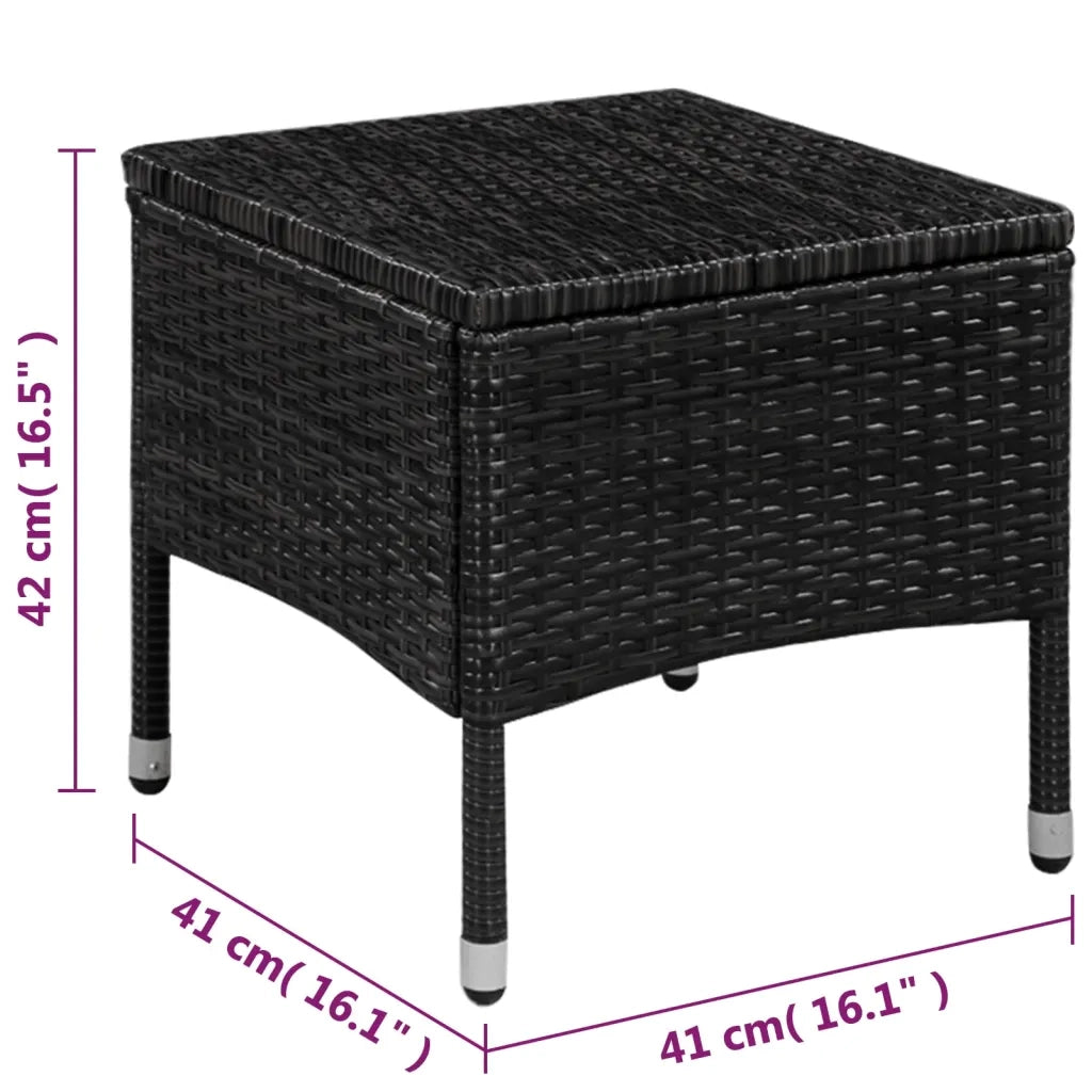 Set da Bistrot 3 pz | Set Salotto da Giardino in Polyrattan Nero