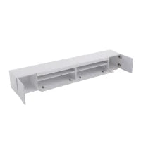 Mobile TV Moderno Bianco, Pannello Luminoso, Illuminazione LED Variabile, Soggiorno e Sala da Pranzo 240cm, Bianco