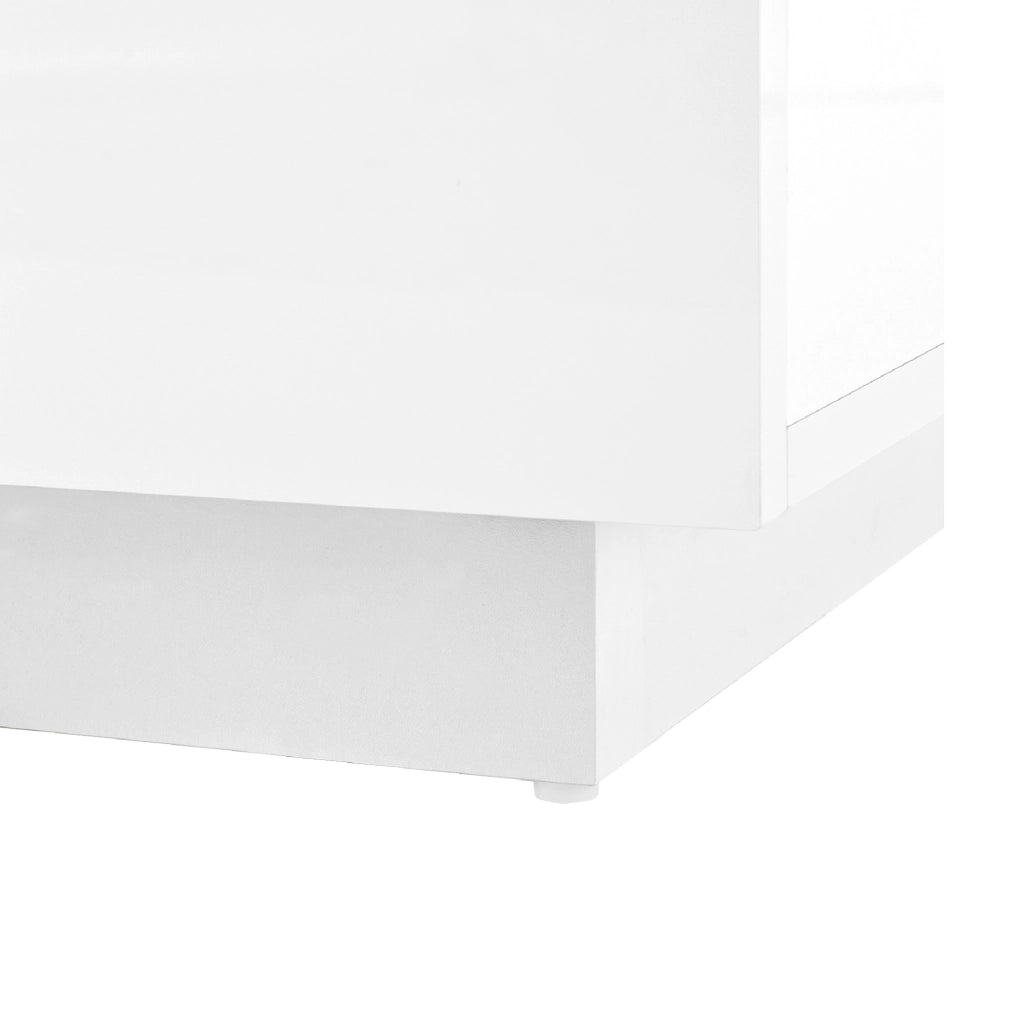 Tavolino da caffè 80x50x35.5 cm con illuminazione LED RGB; piano estraibile; MDF nero e bianco