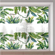 Sticker per finestra tropicale con palme con foglie 116x38cm | Adesivi statici per finestre | Decorazione di fiori fogliati riciclabile | Decorazioni per finestre botaniche | Non aderisce per porte scorrevoli in vetro | Decorazione estiva per casa.