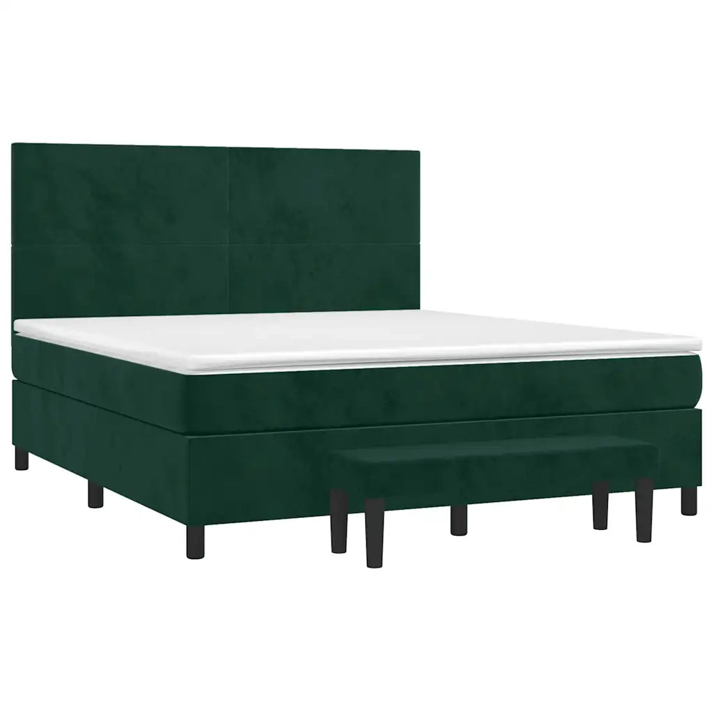 Giroletto a Molle con Materasso Verde Scuro 160x200 cm Velluto