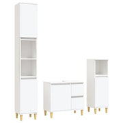 Set di Mobili da Bagno | Armadio da bagno 3 pz Bianco in Legno Multistrato