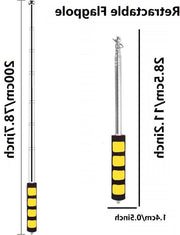 Mast per bandiera telescopica in acciaio inossidabile - mast per guide turistica - mast per bandiera portatile - 4 clip per bandiera - mast per bandiera retrattile