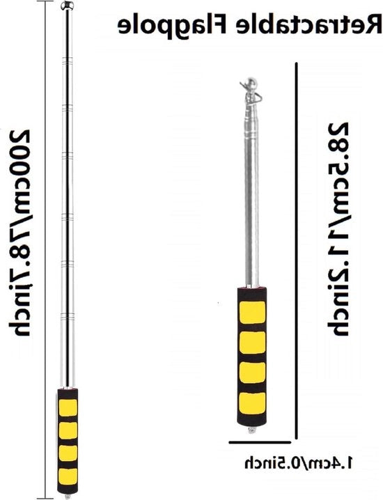 Mast per bandiera telescopica in acciaio inossidabile - mast per guide turistica - mast per bandiera portatile - 4 clip per bandiera - mast per bandiera retrattile