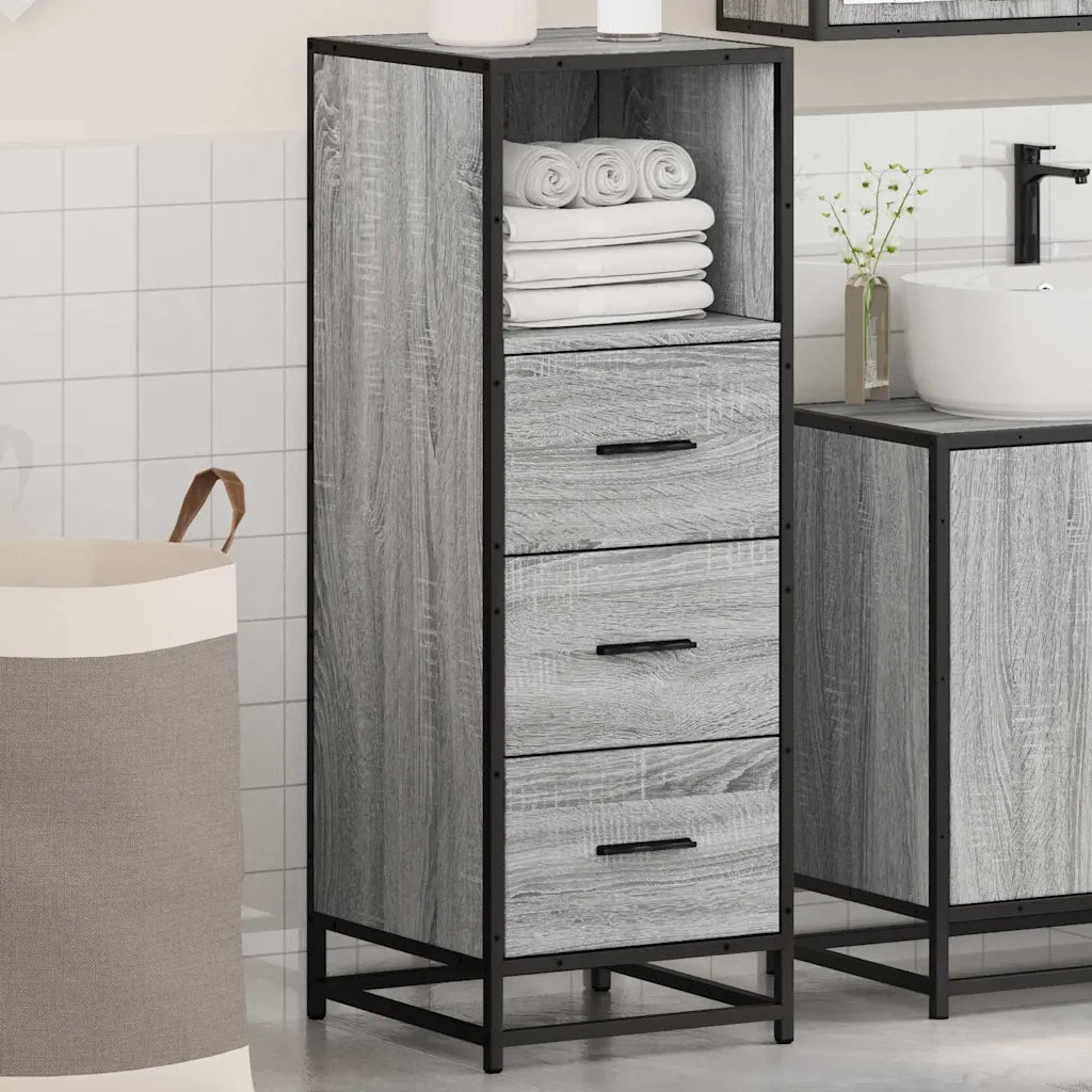 Armadietto Bagno Grigio Sonoma 35x37,5x100 cm Legno Multistrato