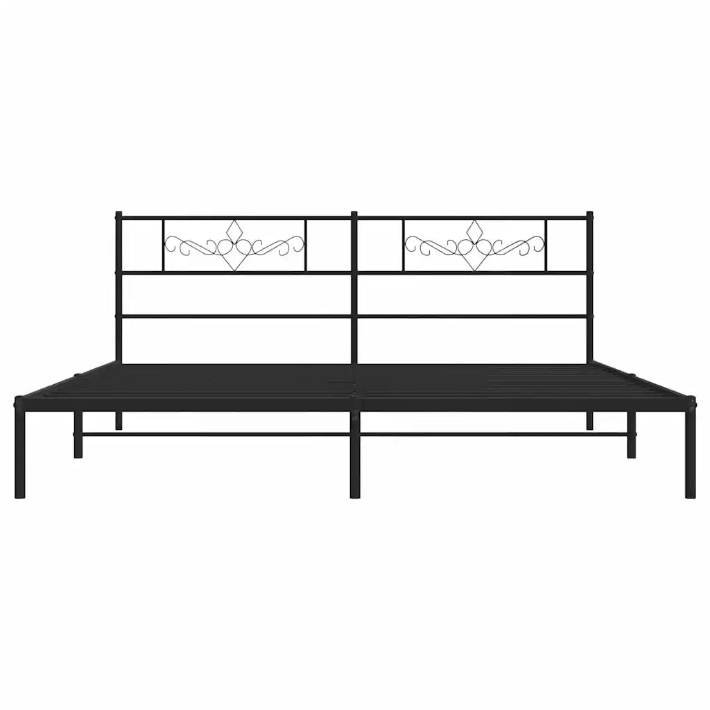 Giroletto con Testiera-Struttura Letto con testiera in Metallo Nero 193x203 cm 344913