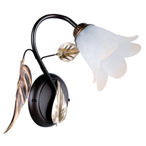 Applique 1xE14 Montatura Marrone Ramato Vetro Bianco Sfumato Ambra E-Energy Giulia