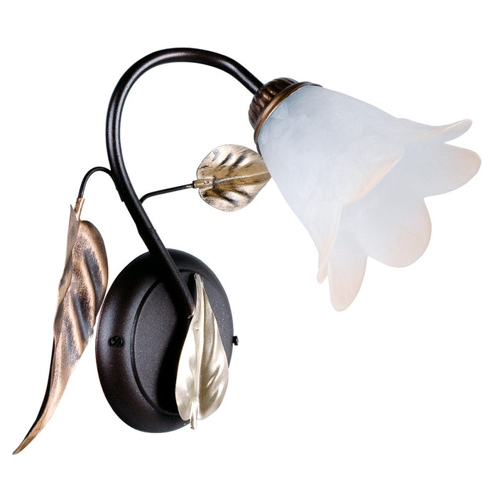 Applique 1xE14 Montatura Marrone Ramato Vetro Bianco Sfumato Ambra E-Energy Giulia