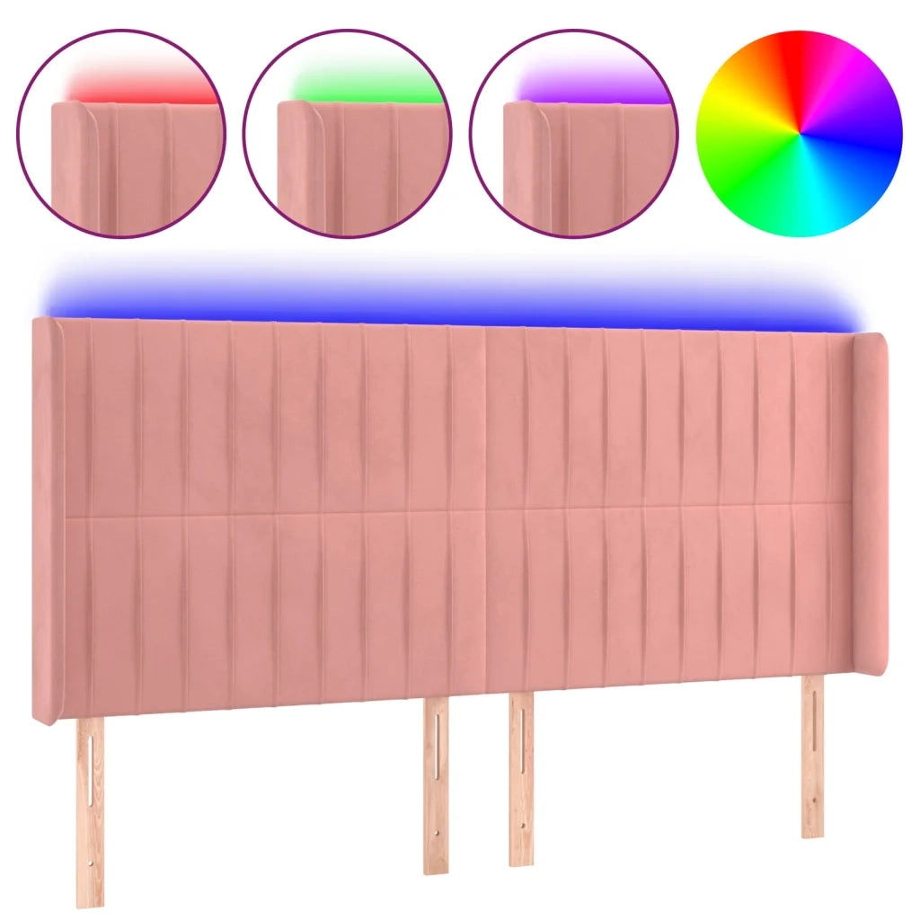 Testiera a LED-Testata con LED rosa 163x16x118/128 cm in Velluto 647550