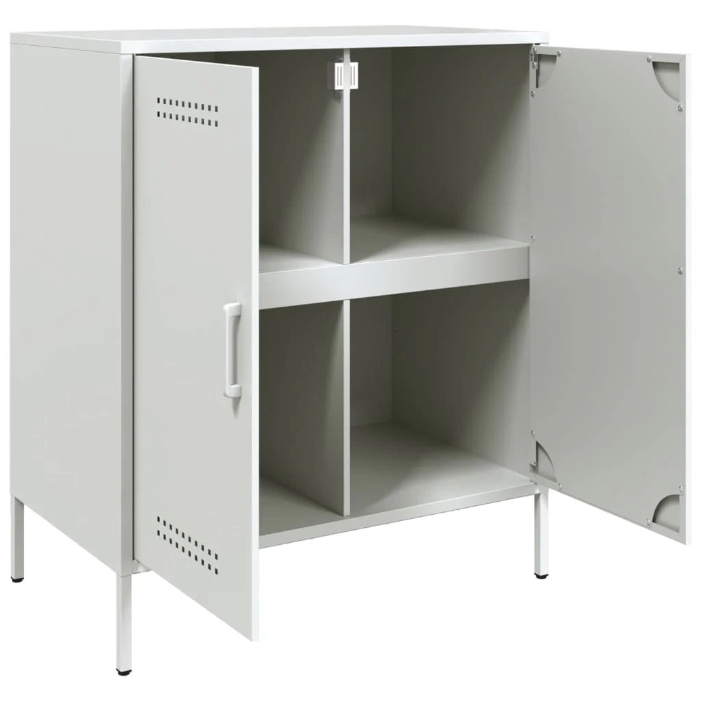 Buffet credenza cassettiera armadio mobile contenitore organizer per cucina soggiorno salotto 68 x 39 x 79 cm acciaio bianco 02_0030392