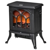 Camino Elettrico da Terra con 2 Livelli di Potenza 750/1500 W, Effetto Fiamma, Area di Copertura 15-20 m², Nero