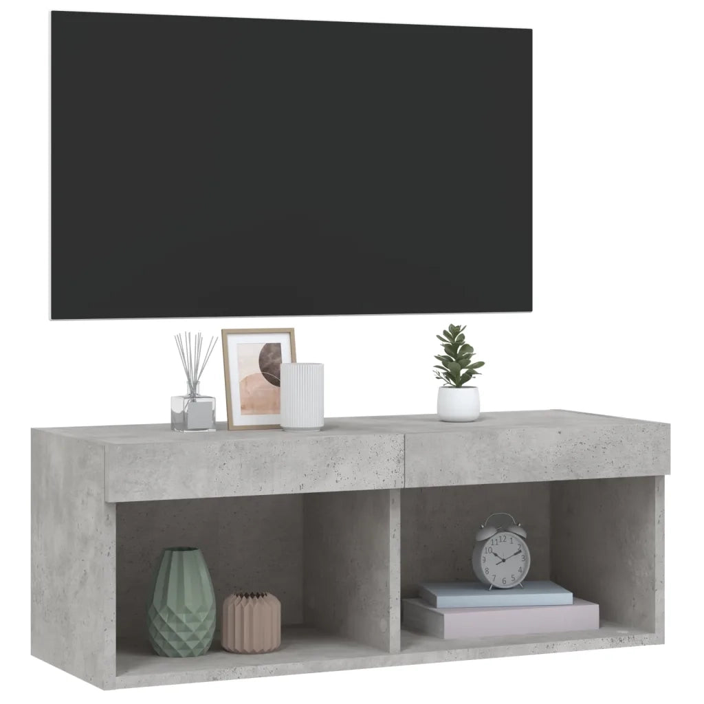 Mobile Porta TV con Luci LED-Mobile per TV-Credenza TV Grigio Cemento 80x30x30 cm