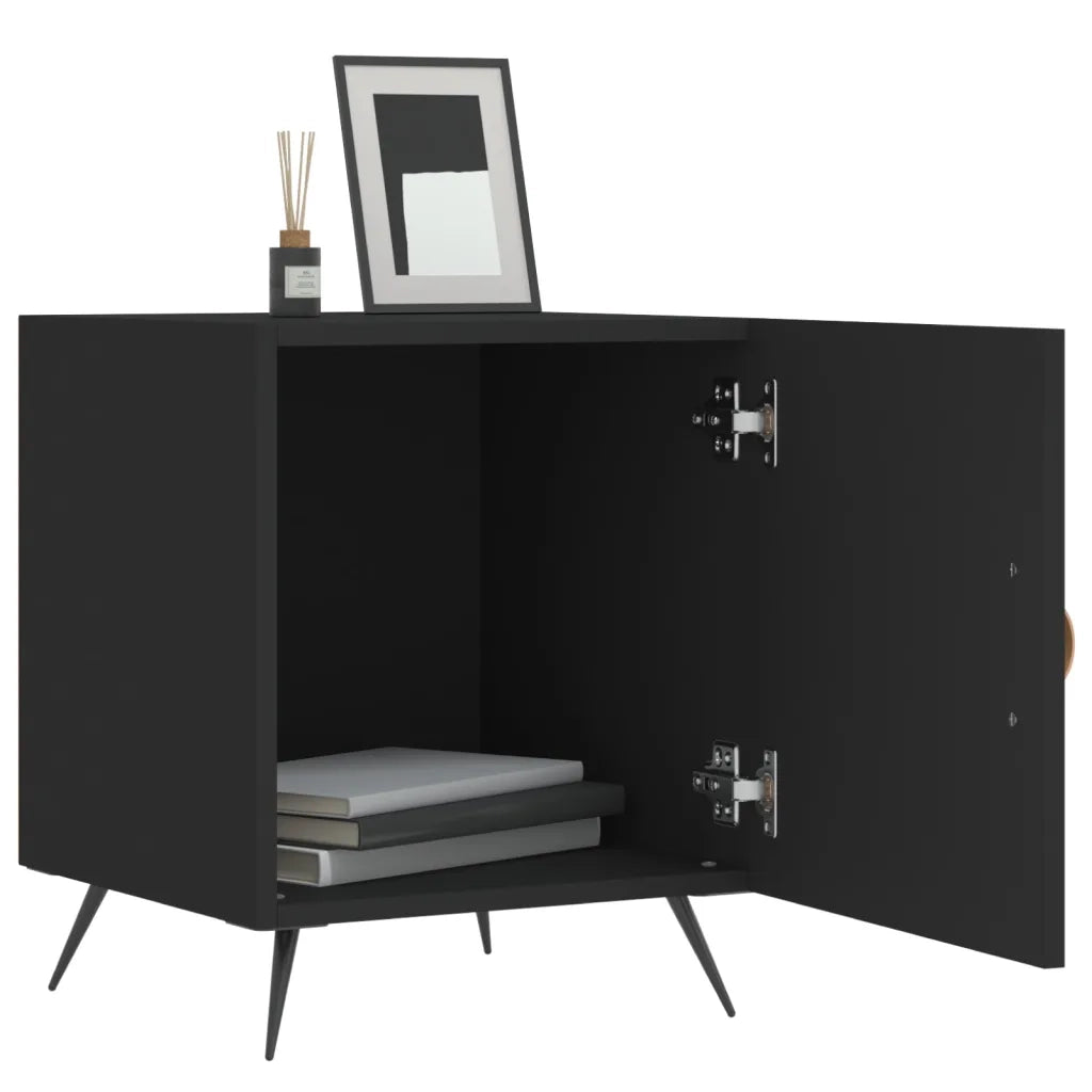 Set di 2 Comodini | Armadio da Notte | Mobiletto da notte Neri 40x40x50 cm in Legno Multistrato