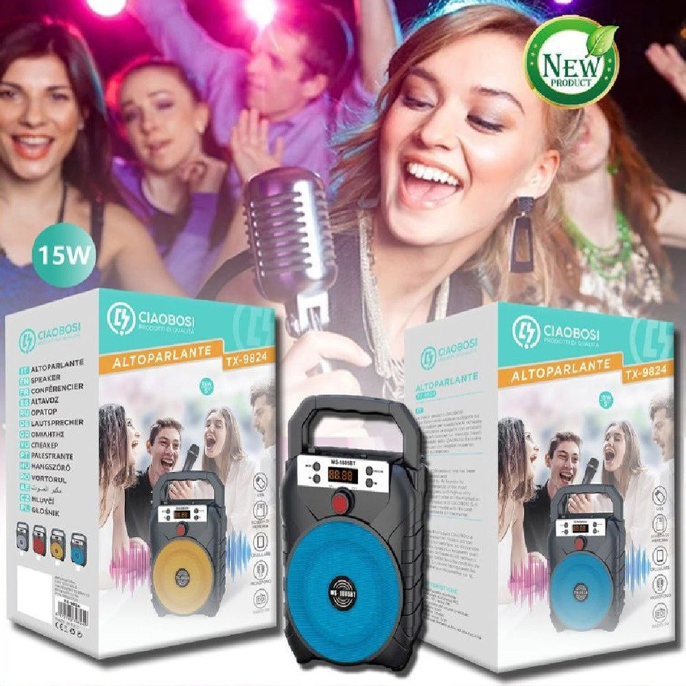 Trade Shop - Cassa Speaker Altoparlante Bluetooth 15watt Tx-9824 Radio Fm Tf Usb Ricaricabile -