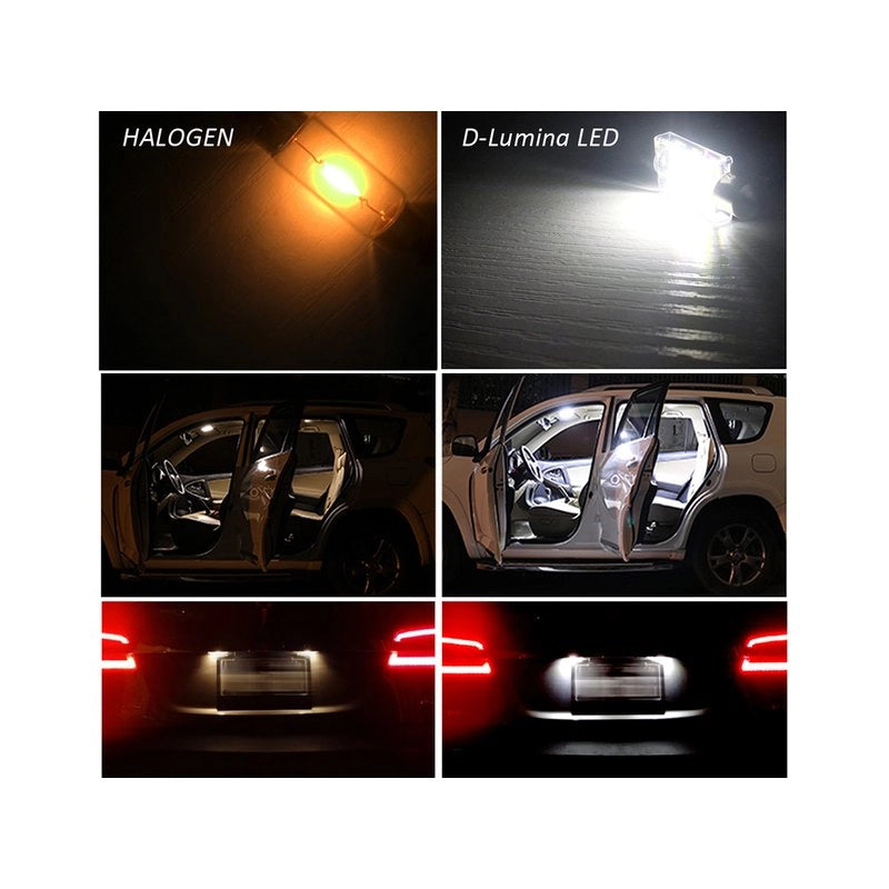 4 Lampade LED T11 Canbus 41mm 12V 2W con 6 SMD 3030 Bianco 6000K No Polarità