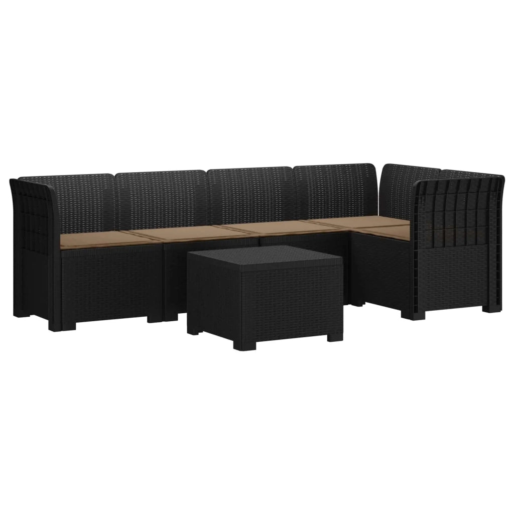 Divano da Giardino 5 Posti con Cuscini Stile Rattan PP 3444072