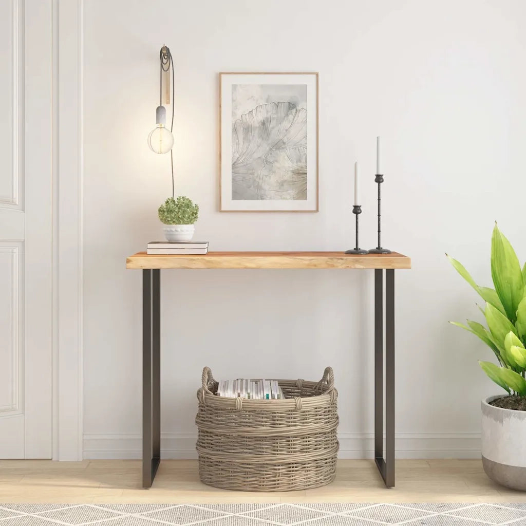 Piano Tavolo 80x40x3,8 cm Rettangolare Legno Acacia Bordi Vivi 370298