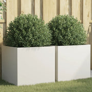 Fioriere 2 pz Bianche 49x47x46 cm in Acciaio 841562