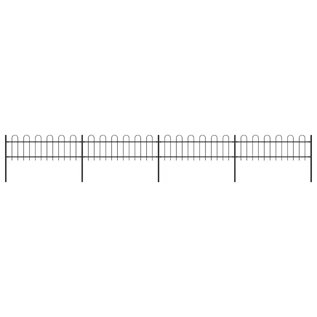 Recinzione da Giardino | Recinzione da cortile con Parte Superiore ad Anello in Acciaio 714,5x60 cm Nero