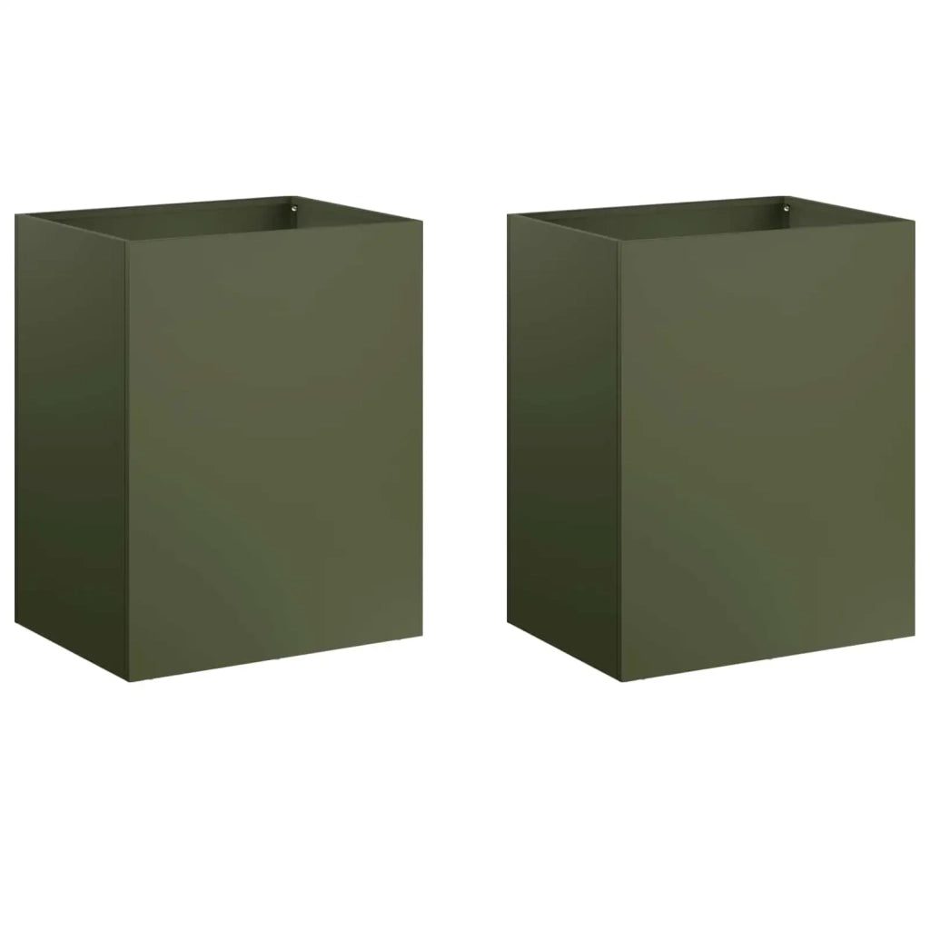 Vaso da giardino 2 pz Verde Oliva 40 x 30 x 50 cm 8005491