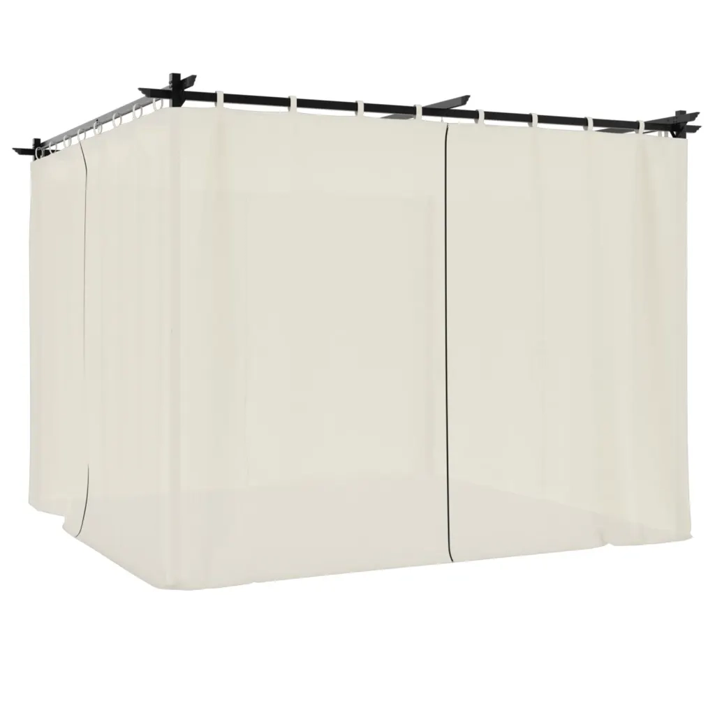 Gazebo con Tende Crema 3x3 m in Acciaio 4003917