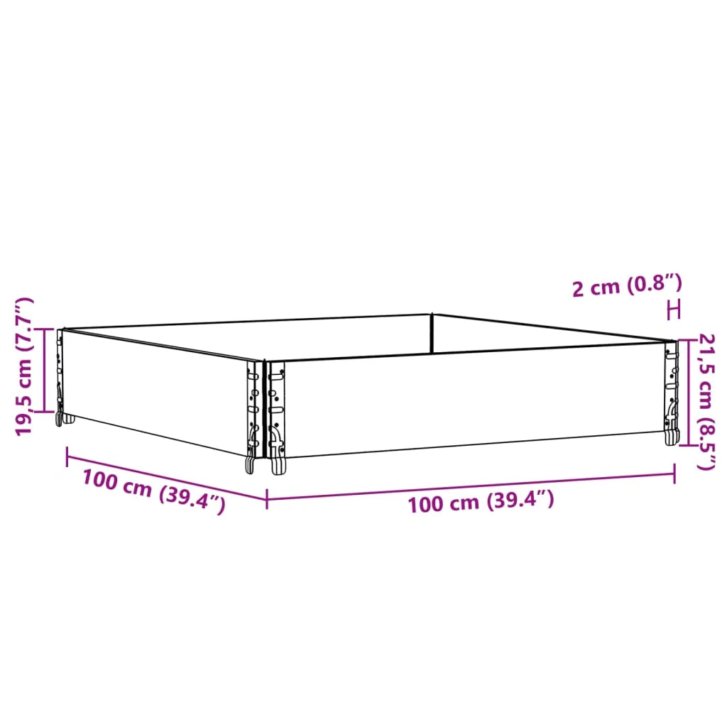 Vassoio per fioriera aiuola rialzata piante fiori terrazza giardino 100 x 100 cm legno massello di pino nero 02_0037246