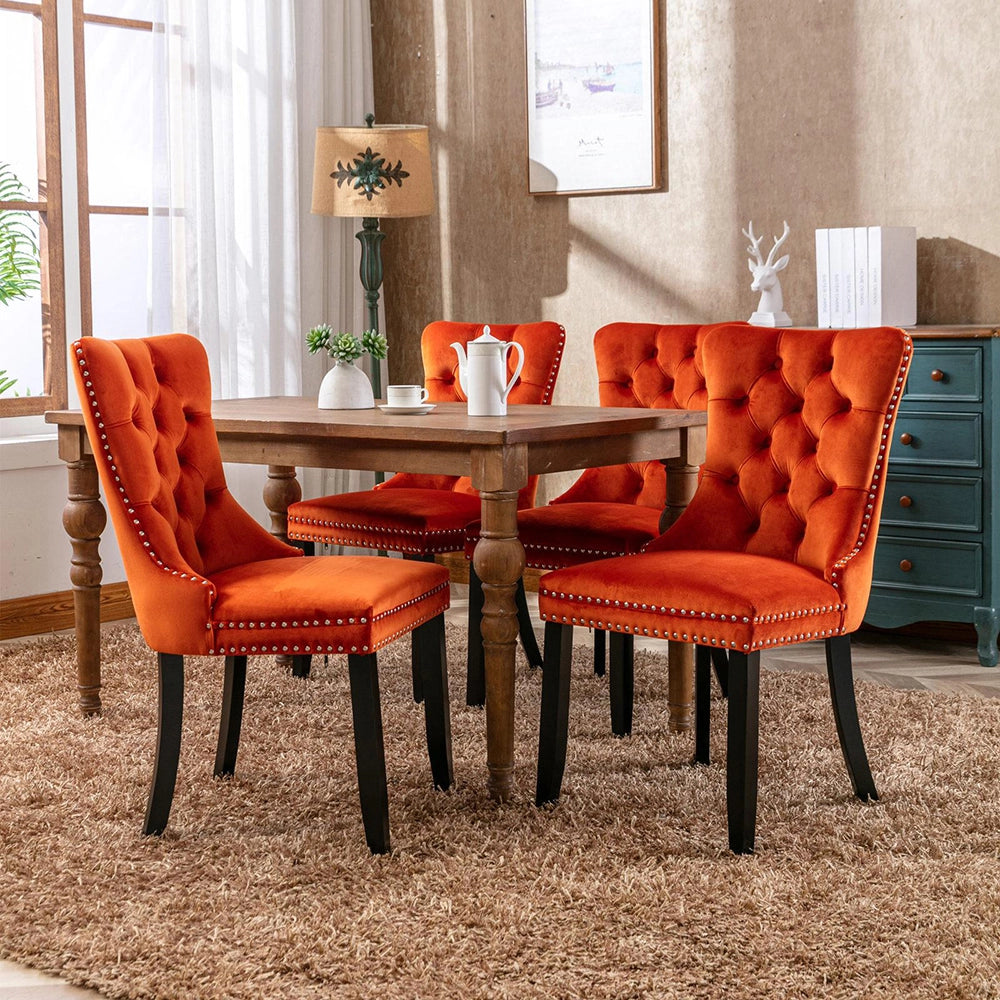 Set 2 sedie Nikki - Xylo - velluto arancione gambe legno