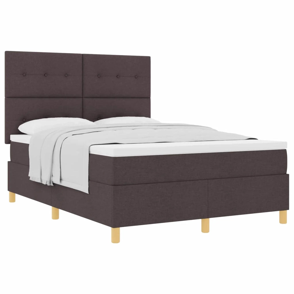 Letto a molle con materasso Marrone Scuro 140 x 190 cm Tessuto 3339619