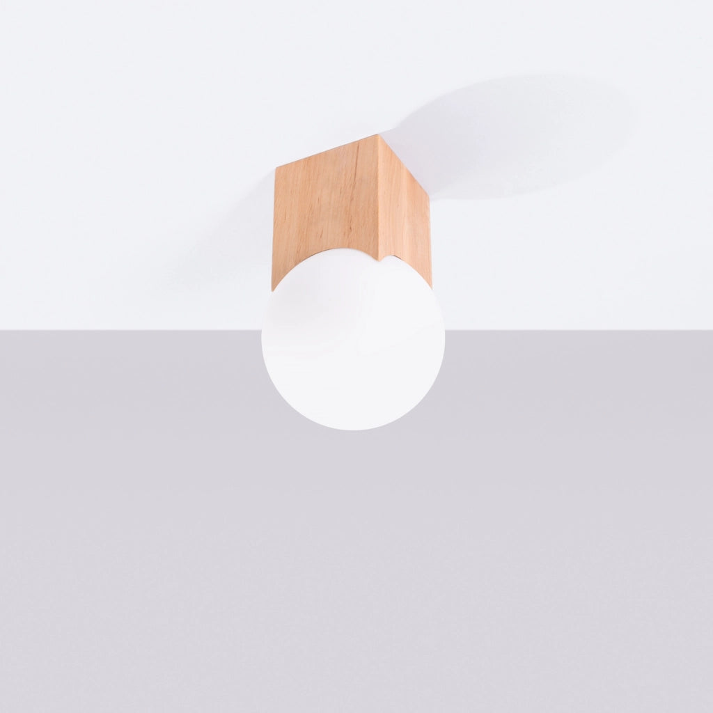 Plafoniera scandinava legno/vetro sfera G9 Pure Lume