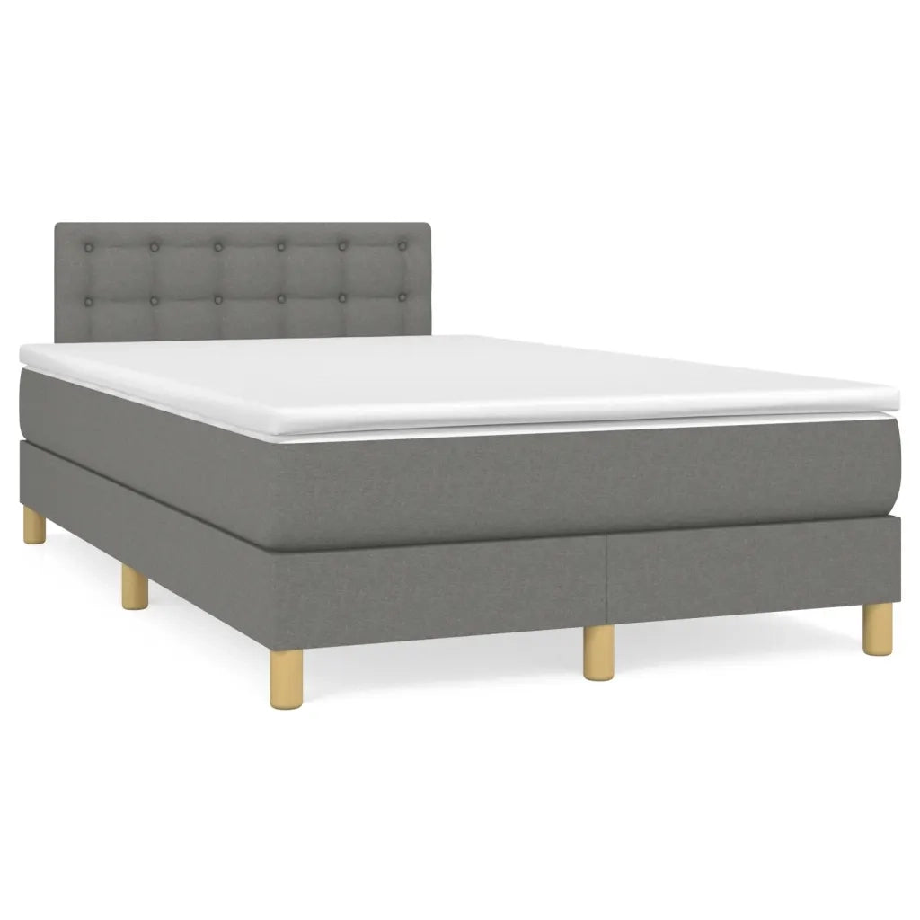 Letto a Molle Materasso e LED Grigio Scuro 120x190cm in Tessuto 3270117