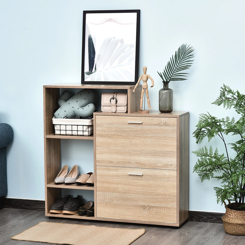 Scarpiera con Ripiani e Cestini ¨C zephmum ¨C Legno 101.5x25.5x98cm