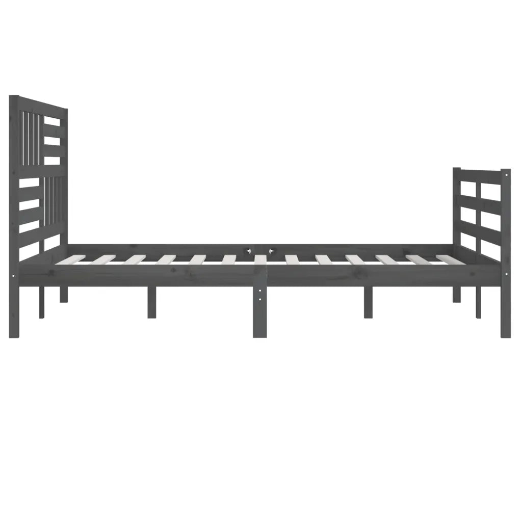 Letto matrimoniale | Letto per adulti | Giroletto Grigio in Legno Massello di Pino 200x200 cm