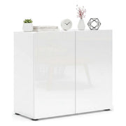 Credenza Ortoclasio, Buffet da soggiorno, Madia da salotto, Dispensa da cucina, Made in Italy, 90x38h79 cm, Bianco lucido